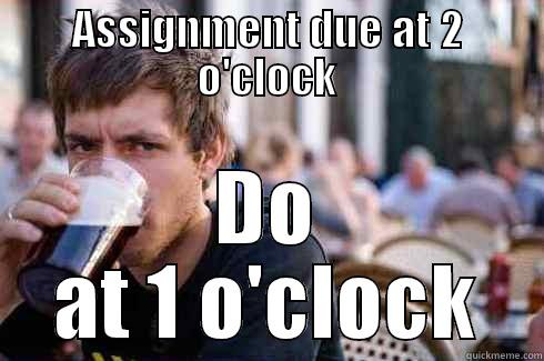 ASSIGNMENT DUE AT 2 O'CLOCK DO AT 1 O'CLOCK Lazy College Senior