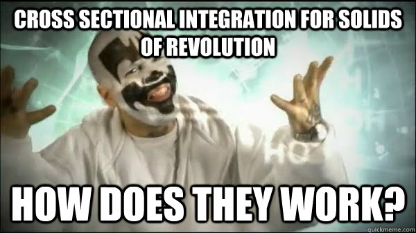 cross sectional integration for solids of revolution HOW DOES they WORK? - cross sectional integration for solids of revolution HOW DOES they WORK?  Fuckingmagnets