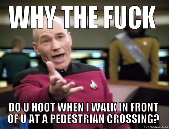 WHY THE FUCK DO U HOOT WHEN I WALK IN FRONT OF U AT A PEDESTRIAN CROSSING? Annoyed Picard HD