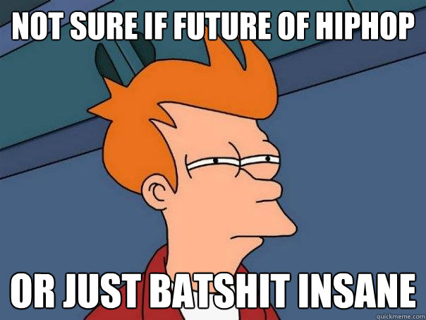 NOT SURE IF FUTURE OF HIPHOP OR JUST BATSHIT INSANE  Futurama Fry