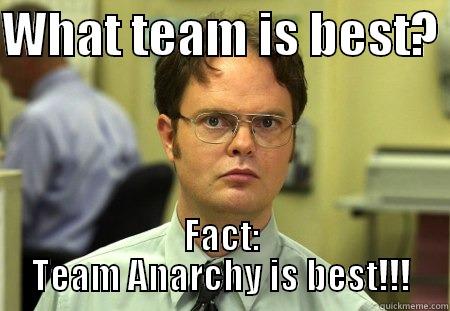 WHAT TEAM IS BEST?  FACT: TEAM ANARCHY IS BEST!!! Schrute