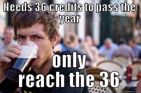 NEEDS 36 CREDITS TO PASS THE YEAR ONLY REACH THE 36 Lazy College Senior