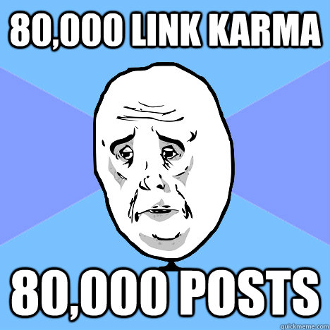 80,000 Link Karma 80,000 posts  Okay Guy