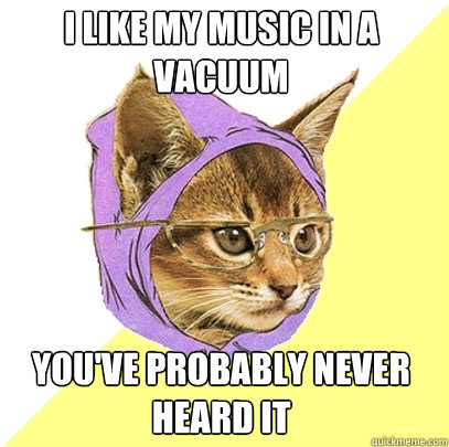 I like my music in a vacuum you've probably never heard it  Hipster Kitty