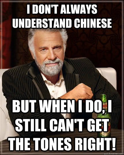 I don't always understand Chinese but when I do, I still can't get the tones right! - I don't always understand Chinese but when I do, I still can't get the tones right!  The Most Interesting Man In The World