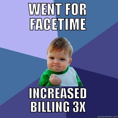 WENT FOR FACETIME INCREASED BILLING 3X Success Kid