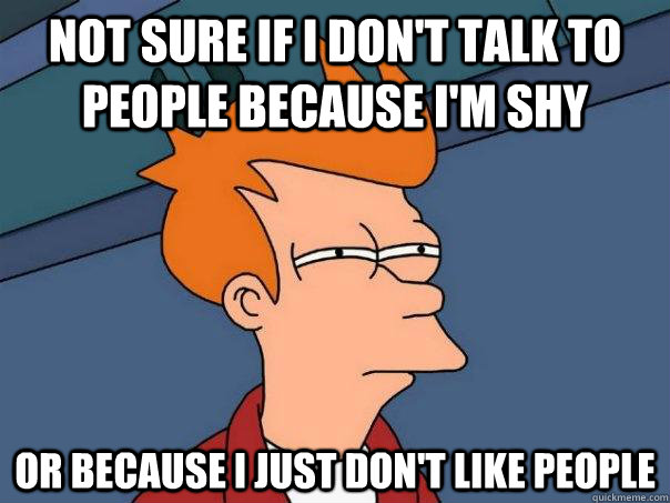Not sure if i don't talk to people because I'm shy Or because I just don't like people - Not sure if i don't talk to people because I'm shy Or because I just don't like people  Futurama Fry