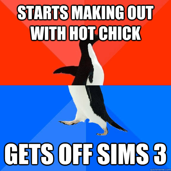 Starts Making Out With hot chick Gets off Sims 3  Socially Awesome Awkward Penguin