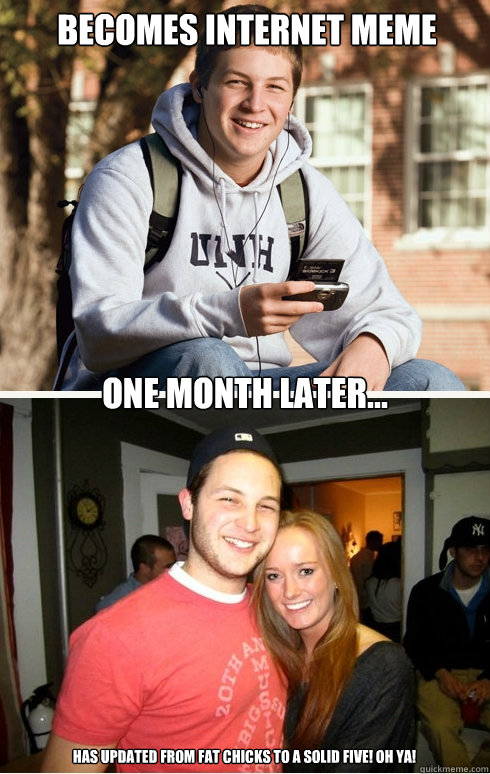 Becomes internet meme one month later... has updated from fat chicks to a solid five! oh ya!  1 month later