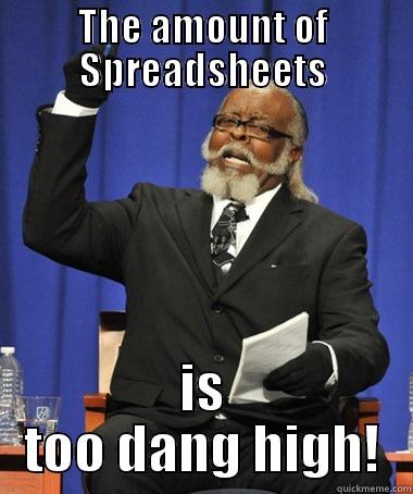 THE AMOUNT OF SPREADSHEETS IS TOO DANG HIGH! Jimmy McMillan