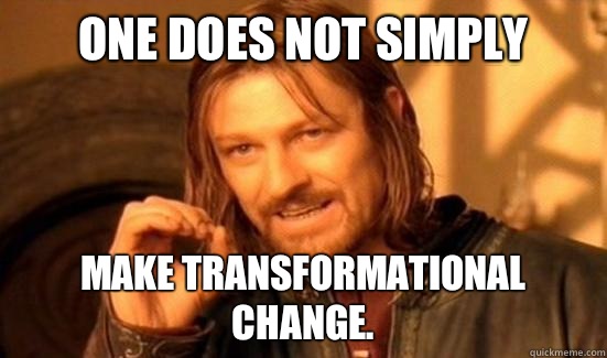 One Does Not Simply Make transformational change.  Boromir