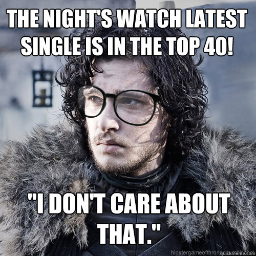 The Night's Watch latest single is in the top 40!  