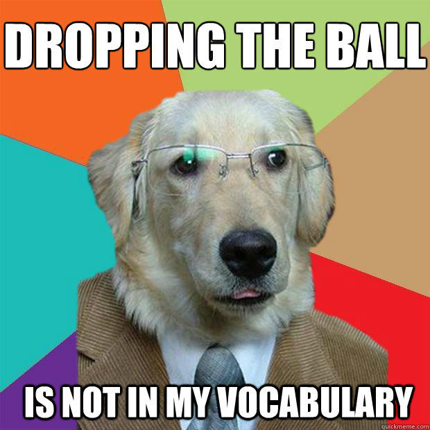 Dropping the ball
 Is not in my vocabulary   Business Dog