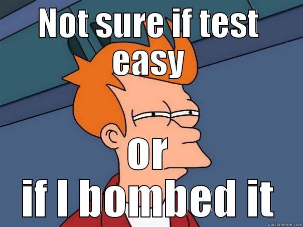 NOT SURE IF TEST EASY OR IF I BOMBED IT Futurama Fry
