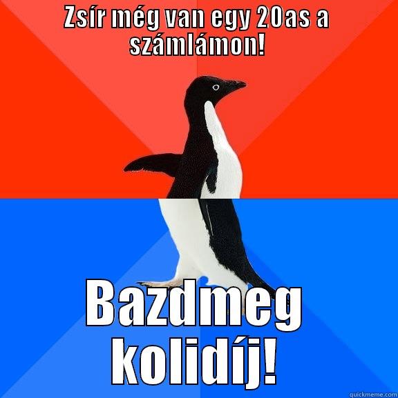 ZSÍR MÉG VAN EGY 20AS A SZÁMLÁMON! BAZDMEG KOLIDÍJ! Socially Awesome Awkward Penguin