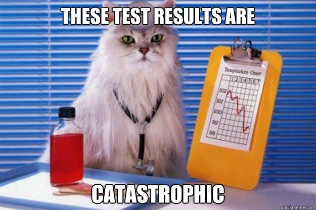 these test results are catastrophic - these test results are catastrophic  Doctor Cat