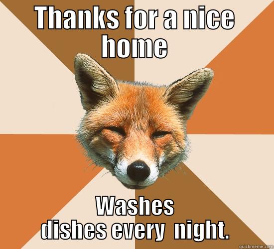 Dish Fox - THANKS FOR A NICE HOME WASHES DISHES EVERY  NIGHT. Condescending Fox