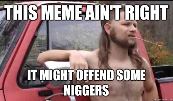 This meme ain't right It might offend some niggers  Almost Politically Correct Redneck