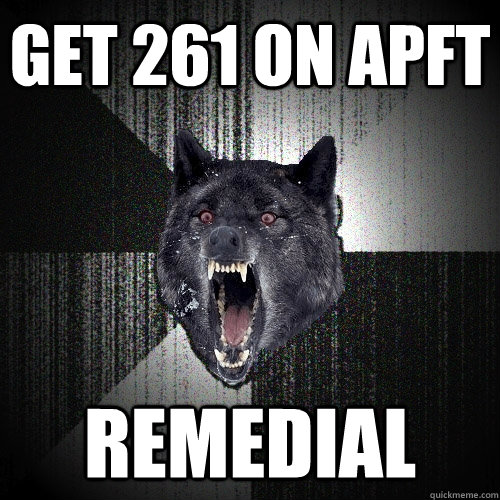 Get 261 on APFT Remedial  Insanity Wolf