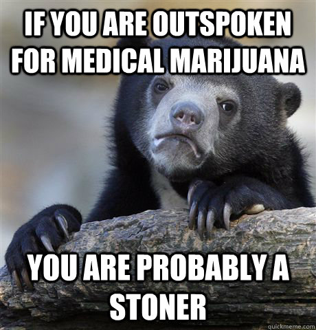 if you are outspoken for medical marijuana you are probably a stoner - if you are outspoken for medical marijuana you are probably a stoner  Confession Bear