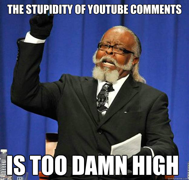 The stupidity of Youtube comments Is too damn high  Jimmy McMillan