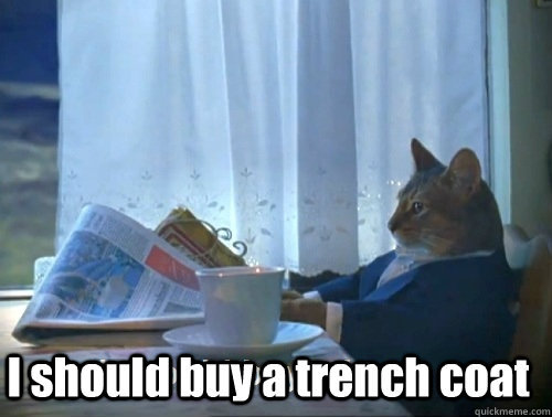  I should buy a trench coat -  I should buy a trench coat  Rich cat is rich