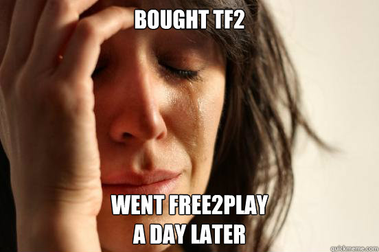 bought tf2 went free2play 
a day later  First World Problems