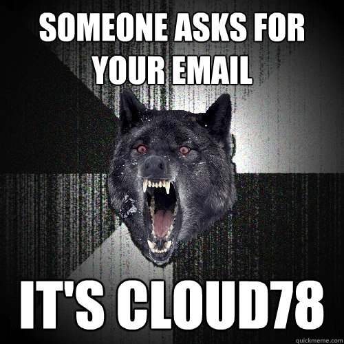 Someone asks for your email It's cloud78  Insanity Wolf