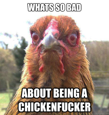 whats so bad about being A CHICKENFUCKER  RageChicken
