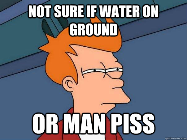 Not sure if water on ground Or man piss  Futurama Fry
