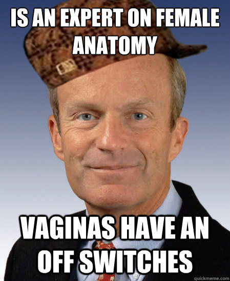 Is an expert on Female Anatomy Vaginas have an off switches  Scumbag Todd Akin