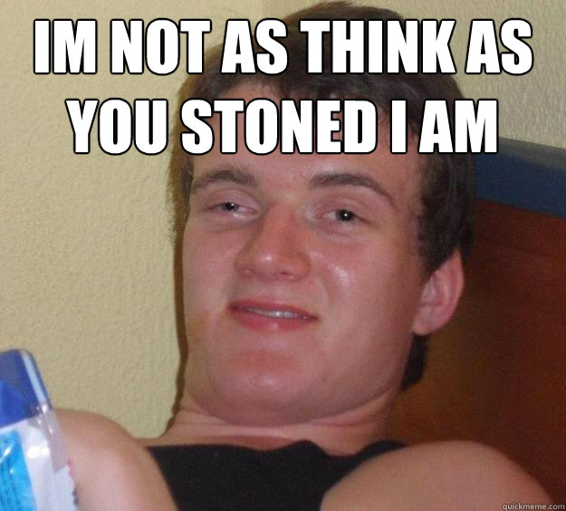 im not as think as you stoned i am   10 Guy