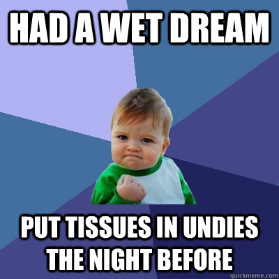 Had a wet dream put tissues in undies the night before  Success Kid