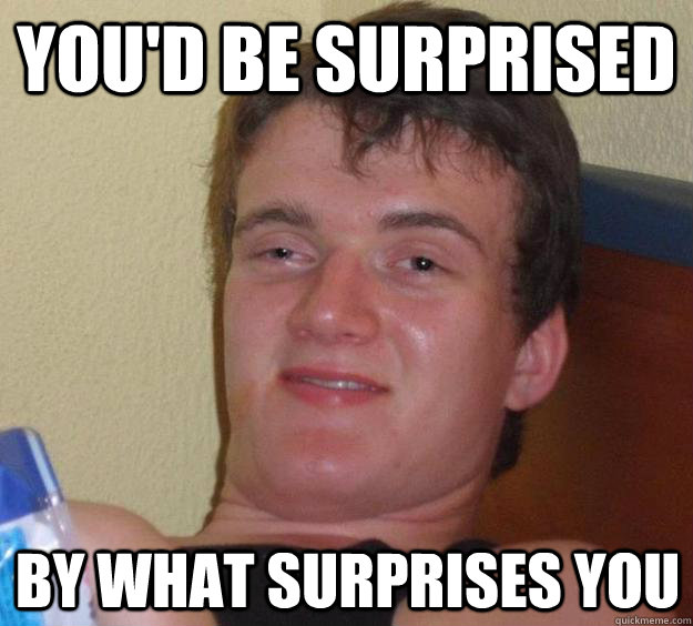 You'd be surprised by what surprises you - You'd be surprised by what surprises you  10 Guy