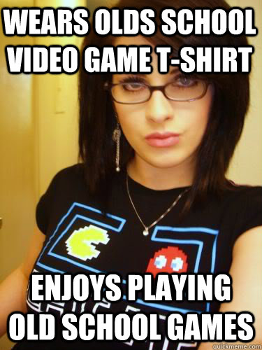 Wears olds school video game t-shirt enjoys playing old school games  Cool Chick Carol