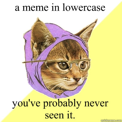 a meme in lowercase you've probably never seen it.  Hipster Kitty