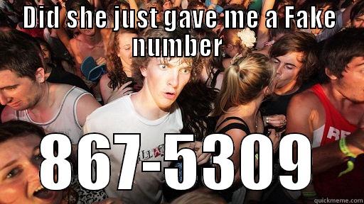 DID SHE JUST GAVE ME A FAKE NUMBER  867-5309 Sudden Clarity Clarence