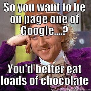SO YOU WANT TO BE ON PAGE ONE OF GOOGLE....? YOU'D BETTER EAT LOADS OF CHOCOLATE Creepy Wonka
