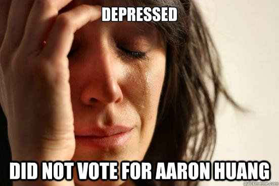 Depressed did not vote for Aaron Huang  First World Problems