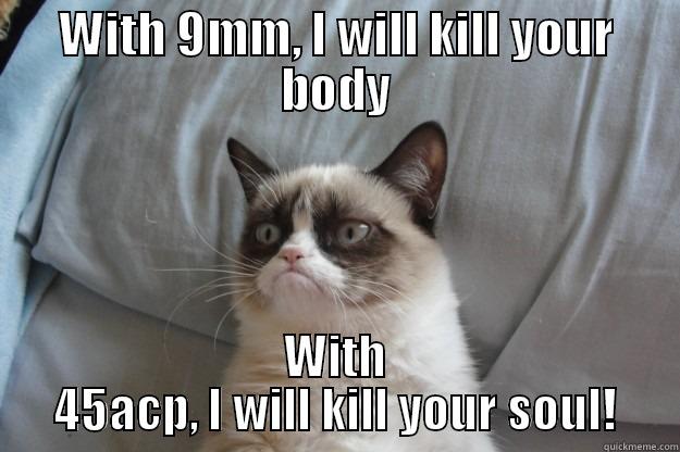 WITH 9MM, I WILL KILL YOUR BODY WITH 45ACP, I WILL KILL YOUR SOUL! Grumpy Cat