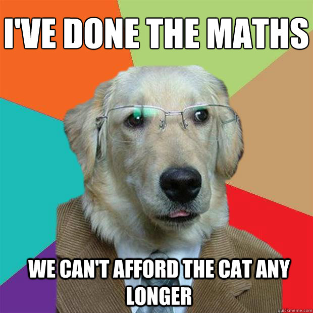 I've done the maths
 we can't afford the cat any longer  Business Dog