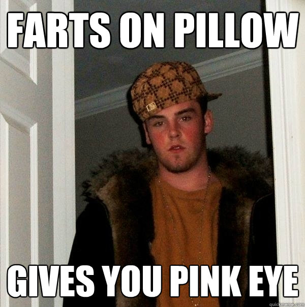 farts on pillow gives you pink eye - farts on pillow gives you pink eye  Scumbag Steve