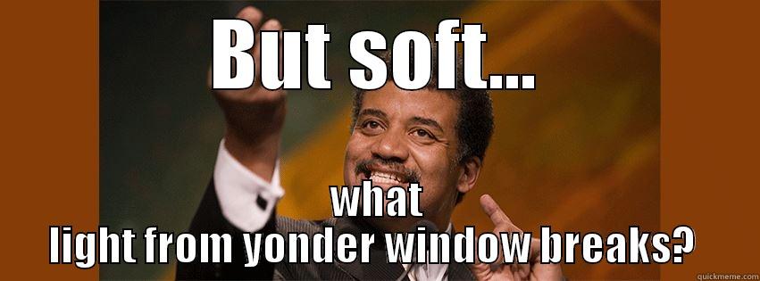 BUT SOFT... WHAT LIGHT FROM YONDER WINDOW BREAKS?  Misc