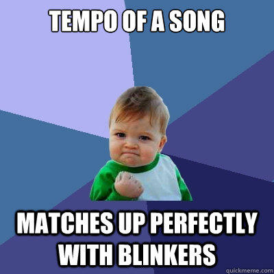 TEMPO OF A SONG MATCHES UP PERFECTLY WITH BLINKERS - TEMPO OF A SONG MATCHES UP PERFECTLY WITH BLINKERS  Success Kid