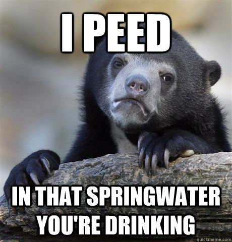I peed in that springwater you're drinking  Confession Bear