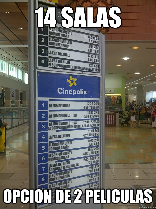 14 Salas Opcion de 2 peliculas - 14 Salas Opcion de 2 peliculas  Scumbag Cinepolis
