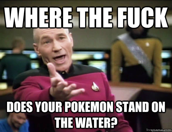 Where the fuck does your pokemon stand on the water?  Annoyed Picard HD