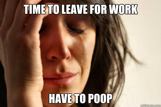 Time to leave for work have to poop  First World Problems