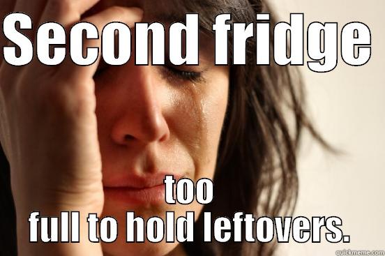 SECOND FRIDGE  TOO FULL TO HOLD LEFTOVERS. First World Problems