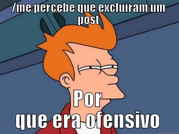 /ME PERCEBE QUE EXCLUIRAM UM POST POR QUE ERA OFENSIVO Futurama Fry